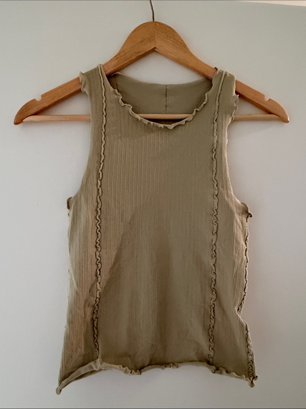 Intimately Free People - Ribbed Lettuce-Edge Sleeveless Tank - Light Sage